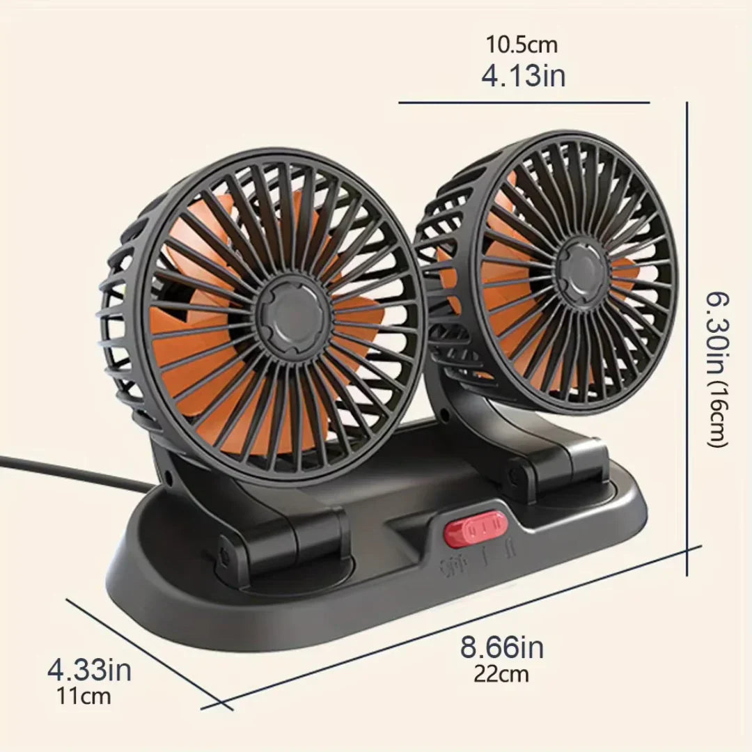 Car Fan Dual Head Usb Car Fan 2 Speeds Adjustable 360 Degree USB Fan for Air Fan Car Accessories Fan