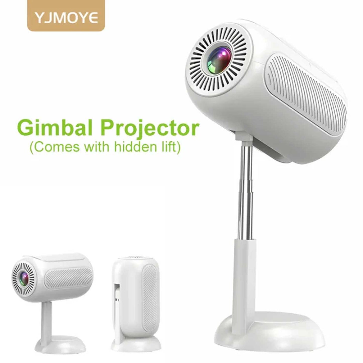 TS-6 YJMOYE PORTABLE PROJECTOR 2GB+16GB ANDROID11.0 SMART HD 4K MINI PROJECTORS GIMBAL COMES WITH HIDDEN LIFT.