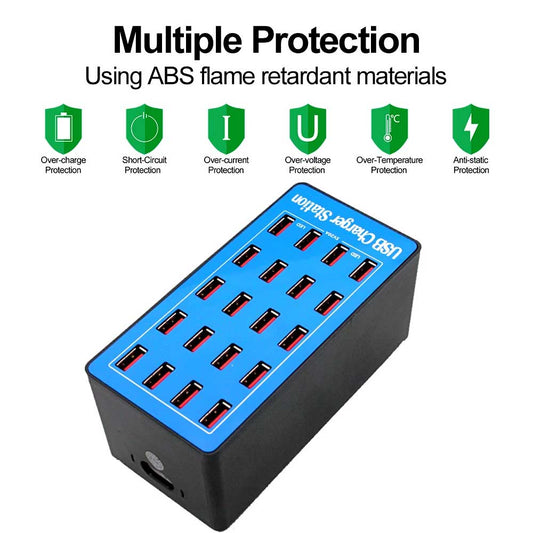 20-PORT 100W MULTIPLE USB CHARGING STATION FOR MULTI DEVICES.