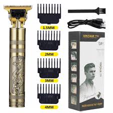 Vintage T9 Trimmer Professional Dragon Style Metal Rechargeable Electric Hair Clipper Cutting Machine.