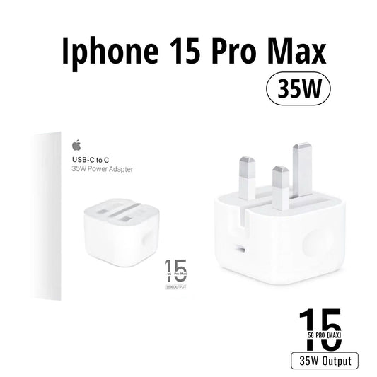IPHONE 15 PRO MAX 3 PIN (UK PIN) 35W USB-C POWER ADAPTER.