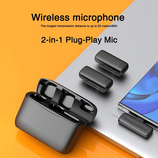 J13 Type C Dual Wireless Lavalier Microphone with Charging Case Video Recording Mic.